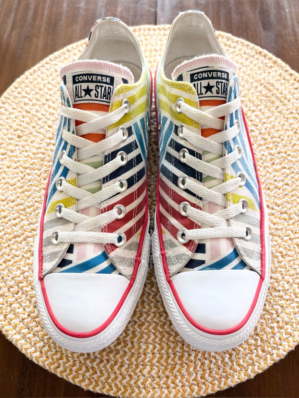 CONVERSE Chuck Taylor Low Top Abstract Rainbow Striped Canvas Sneakers  | W9 M7